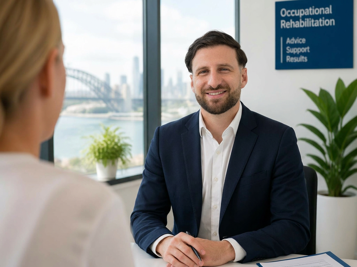 Occupational rehabilitation consultant in a Sydney office